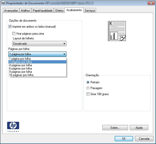 Imprimir múltiplas páginas por folha (Windows) 1. No programa de software, selecione a opção Imprimir. 2.