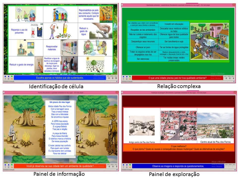 Figura 42 - Atividades do Jclic Percebendo a qualidade ambiental do meu lugar. Fonte: Acervo dos pesquisadores. Pau dos Ferros-RN, 2016.