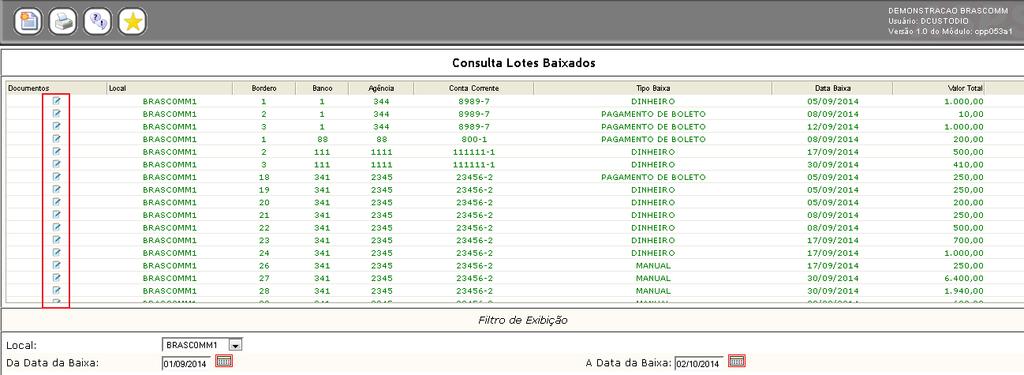 Contas a Pagar Movimento Baixa de Documentos Atualização de Documentos Baixados 10.2.