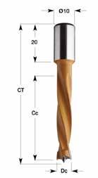 Brocas de Conexão Rápida Série 309 Brocas de Conexão Rápida > para furadeiras (furos não passantes) Série 309-311 HW Rotação direita Rotação esquerda c iâmetro do corte S=Ø10X20 e S=Ø10x30 CC Comp.