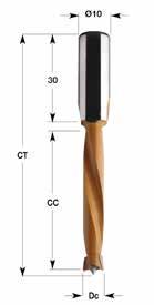Brocas de Conexão Rápida > para furadeiras (furos não passantes) Série 362 HW Rotação direita Rotação esquerda c iâmetro do corte CC Comp. do corte S=Ø10x30 Comp. total 362.050.11 362.050.12 5 44 77 362.
