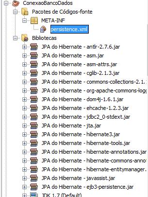 3) Criar unidade de persistência Após clicar em finalizar um novo pacote META-INF será criado e dentro deste pacote existirá sua unidade de