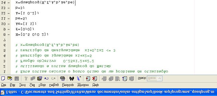 7.3. DESPACHO ECOÔMICO DE UIDADES TÉRMICAS 103 Figura 7.1 Rotina exemplificando como efetuar programação no Matlab 7.