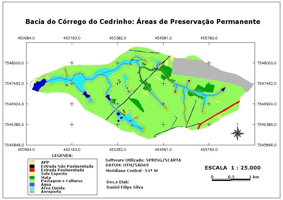 80 Figura 3 Áreas de preservação permanente na bacia do córrego do Cedrinho. 6.