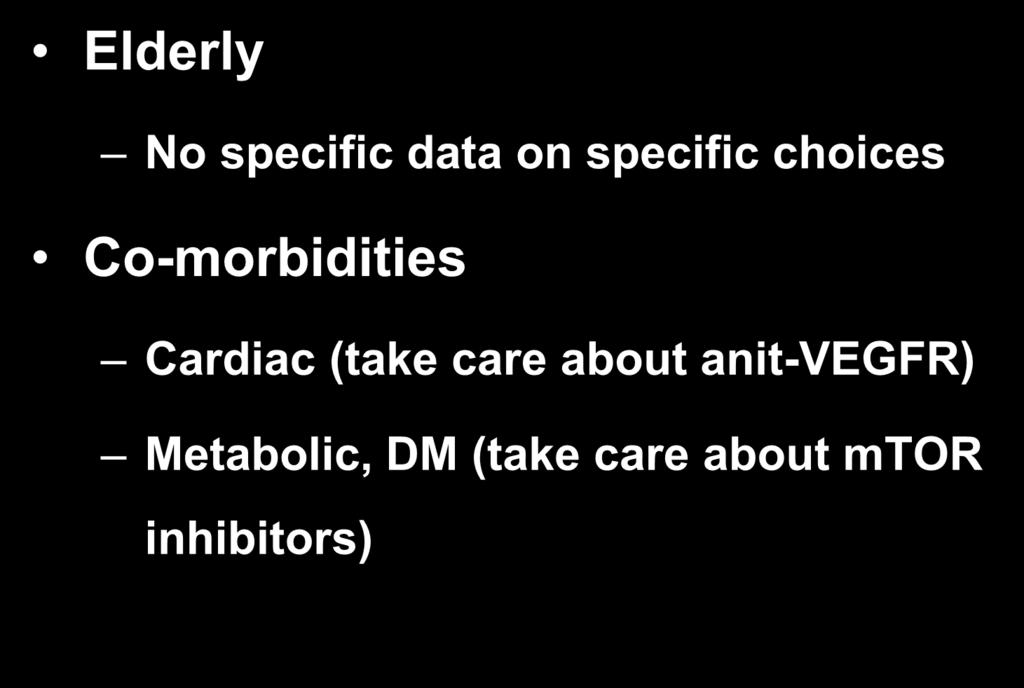 Cardiac (take care about anit-vegfr) Metabolic,