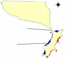 A linha de costa da Ilha do Mel foi vetorizada nas duas imagens (Figuras 2 e 3) e depois elas foram superpostas para que a progradação ou a retrogradação da linha de costa pudesse ser analisada,