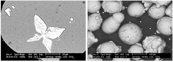 Nas imagens de MEV do pó com granulometria < 106 µm (Figs.