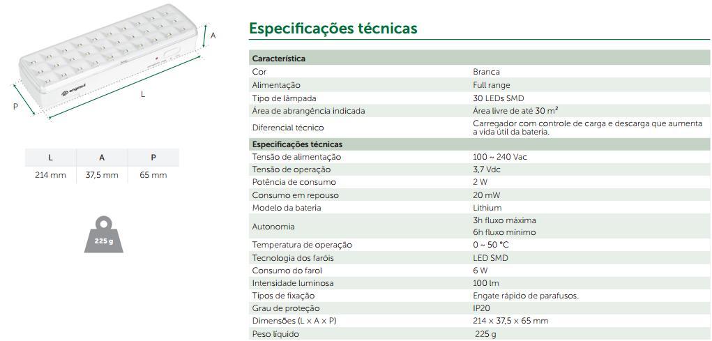 LEA 101 Luminária de emergência autônoma Luminária de baixo