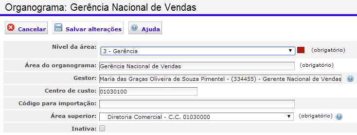 ORGANOGRAMA - CADASTRO DAS ÁREAS Com os Níveis cadastrados, acesse a aba Estrutura e clique em Novo, para inserir uma área na estrutura do organograma.