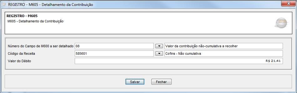 Valor do Débito: Informar o valor do débito correspondente ao código de receita constante no campo Código da Receita (Valor total da contribuição a recolher/pagar no período que consta no registro