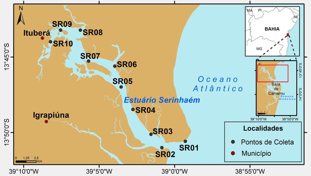 39 Figura 1 Localização do estuário Serinhaém e dos pontos de coleta.