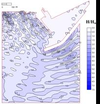 a) os valores dos índices de agitação, das direcções da onda e das cristas das ondas, na totalidade do domínio em estudo e numa zona pormenorizada, que contém apenas o interior do Porto do Caniçal;