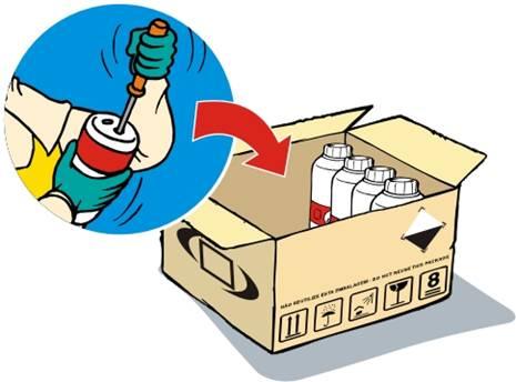 Onde guardar as embalagens lavadas As embalagens lavadas podem ser guardadas numa caixa à parte ou