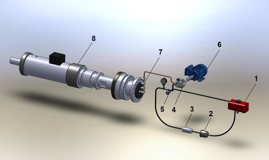 Com o uso do software SolidWorks foi realizados desenhos de peças, suportes para a instalação, entre outros. A figura 1 ilustra uma visão esquemática do aparato experimental.