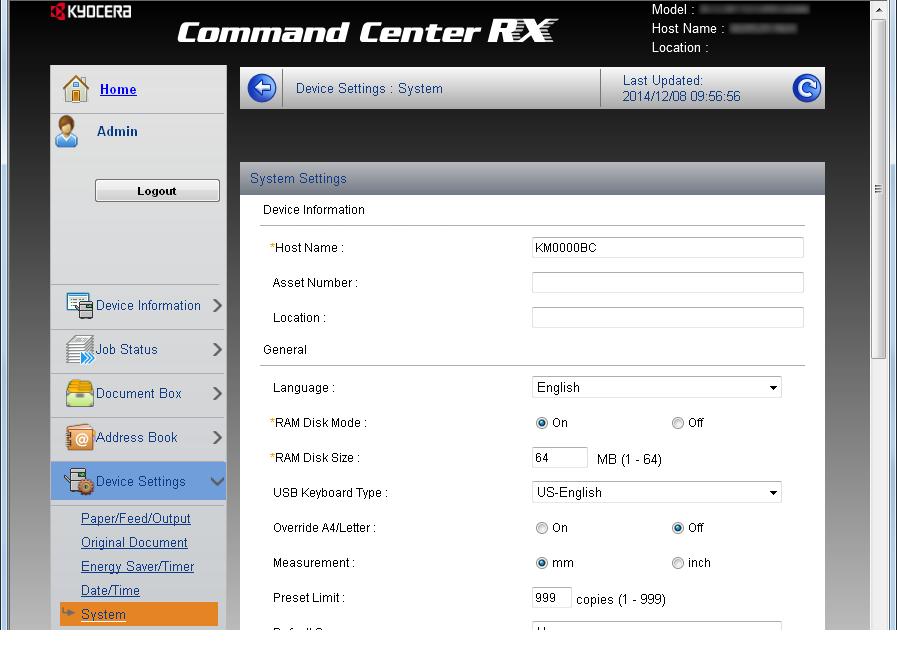 Instalar e configurar a máquina > Command Center RX Alterar Informação do Dispositivo 1 Exiba o ecrã. 1 Inicie o seu navegador de Internet.