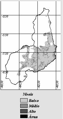 Figura 6 Suscetibilidade geoambiental antrópica Os resultados deste trabalho permitem concluir que: O estado Piauí tem 45,3% de seu território enquadrados em áreas suscetíveis a processos de