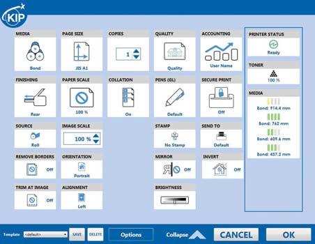 O driver KIP Windows Pro pode ser usado com a gama completa de impressoras KIP de