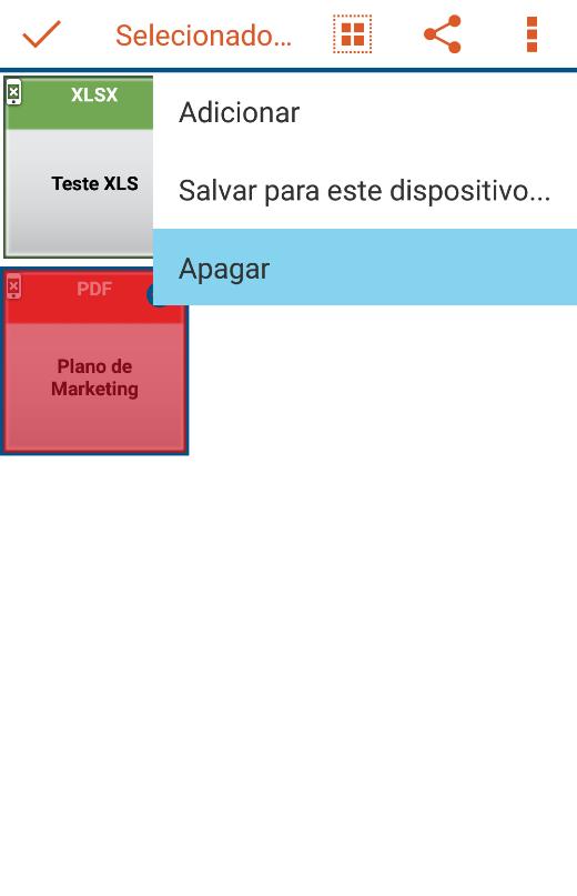 3.5.4 Apagar Arquivos do Cloud Para excluir um ou mais arquivos, marque os arquivos desejados e selecione a opção Apagar : Se tem certeza que deseja