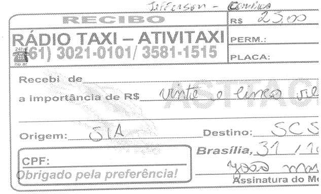 25 31/out Recibo de taxi