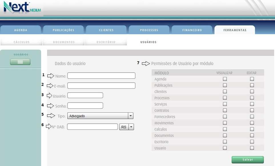 Na versão Médium do Sistema teremos o número máximo de 8 (oito) usuários, se necessitar mais, devemos entrar em contato com o setor comercial do SIJ 51.3021.