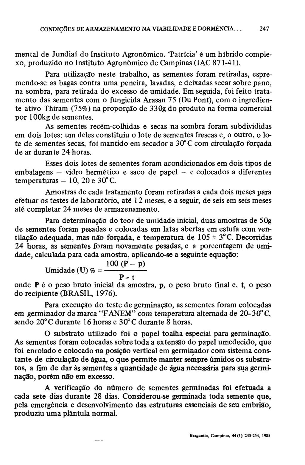 mental de Jundiaí do Instituto Agronómico. 'Patrícia' é um híbrido complexo, produzido no Instituto Agronómico de Campinas (IAC 871-41).