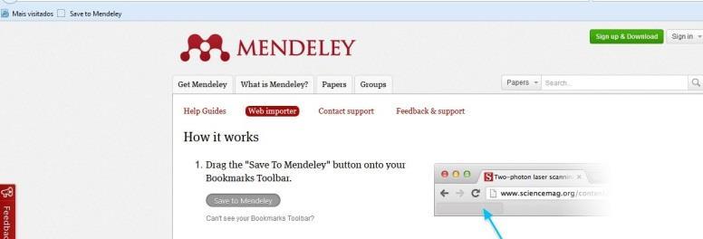 3ª forma: Importar de uma base de dados => A vantagem é que exporta com mais sucesso metadados. O Mendeley importa de muitas bases, para saber acesse: www.mendeley.