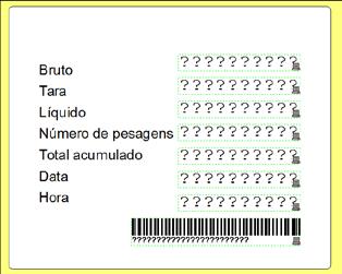 10.3 CONEXÃO COM IMPRESSORA ZEBRA TLP 2844 A impressão na Zebra TLP2844 permite a impressão de peso bruto, tara, peso líquido, data hora, número de pesagens, peso total acumulado e código de barras.