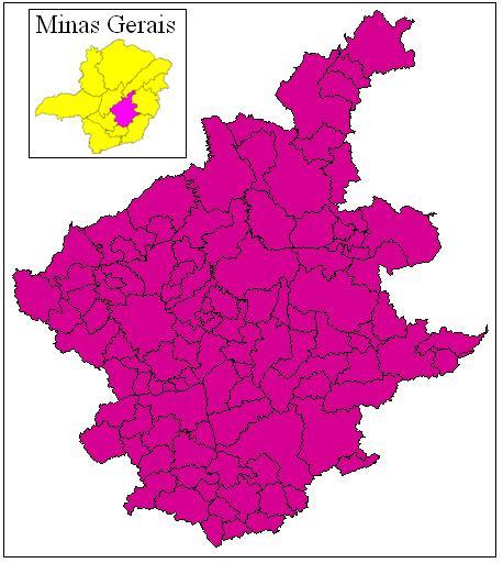 FIGURA 13 Mapa construído por elaboração própria da mesorregião Metropolitana de Belo Horizonte - MG. Lavras, 2010. Fonte: Base cartográfica do IBGE (2002). 3.