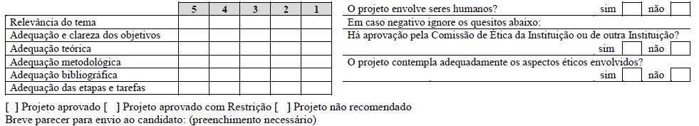 ANEXO IV Critérios de avaliação pelo Comitê Institucional de Iniciação Científica (CIIC).