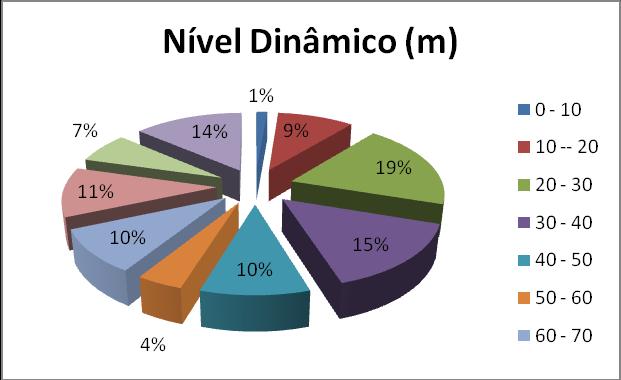 42 O nível dinâmico, conforme demonstra a figura 37 está bem distribuído entre 10 e 80 metros de profundidade.