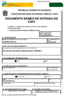 9 Será exibido o Documento Básico de Entrada - DBE para entrega no órgão convenente responsável, que poderá ser: JUCEMG: Quando se tratar de solicitação de Inscrição e do primeiro registro contratual