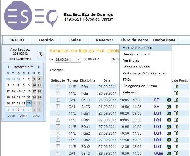 Sumários em Falta Para confirmar se há