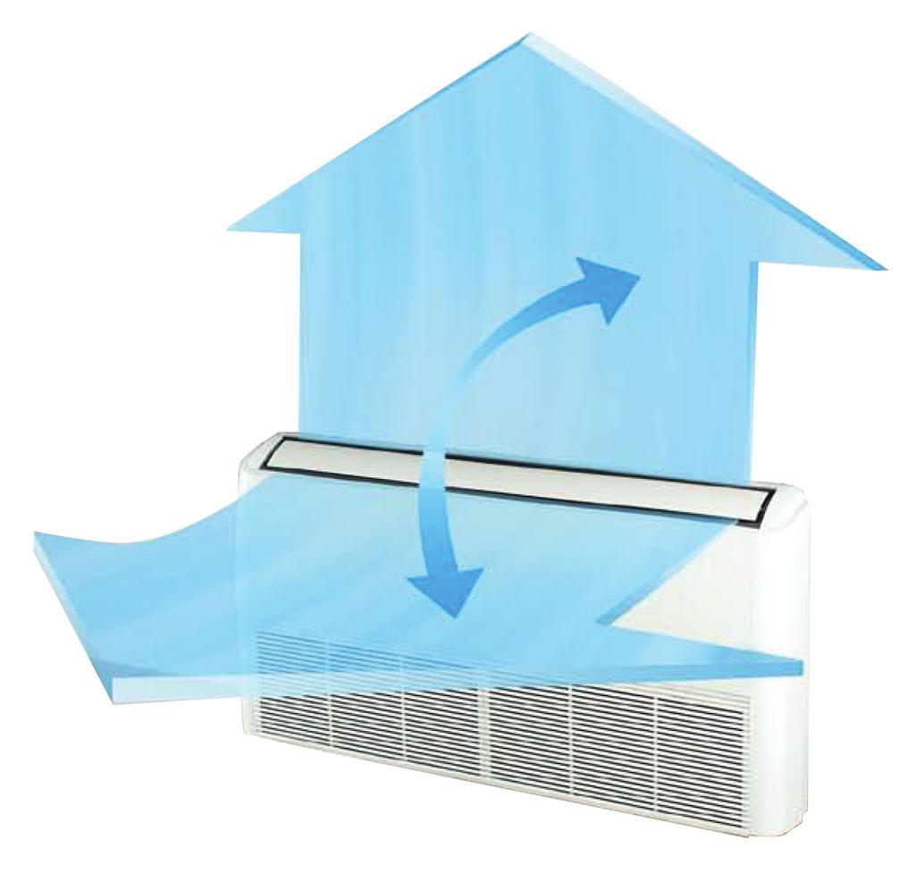 Retorno de ar inferior Tipo Piso-Teto (para instalação em piso ou teto) Disponíveis em ampla faixa de capacidades: de 18,000 a 60,000