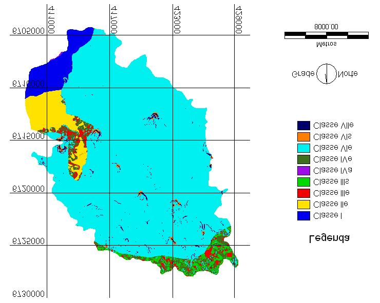Figura 1 - Mapa das classes de capacidade de uso na bacia hidrográfica do Arroio Capivara.
