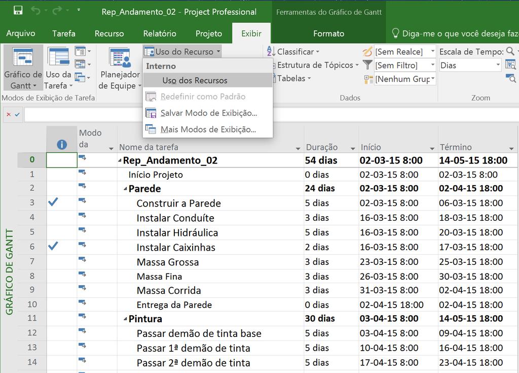 Como as informações de Work Package são obtidas através da Visão de Atribuições, temos