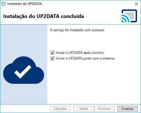 Figura 29 Tela final de instalação do serviço Após escolher as opções que melhor se aplicam no seu ambiente, clicar <Finalizar>, e o processo de instalação será finalizado com sucesso.