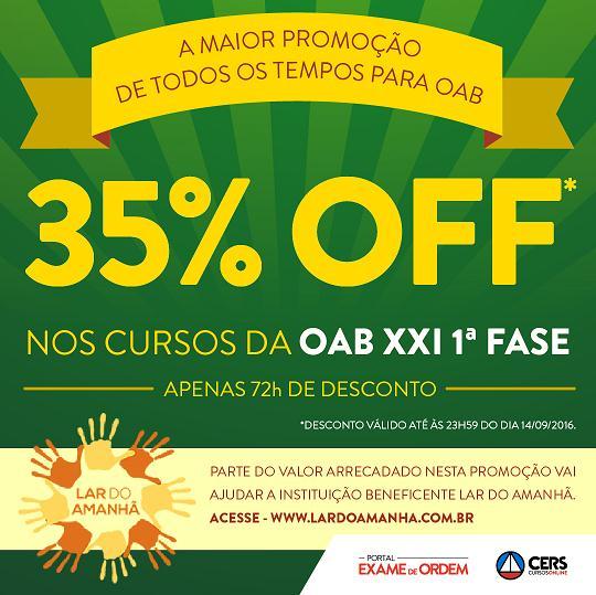 Hoje (14/09) é o último dia da nossa Super Promoção! Os cursos do Portal com 35% de desconto! É uma excelente oportunidade de formatar a melhor preparação para a próxima 1ª fase.