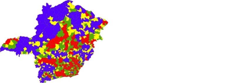 2002 2003 2004 2005 2006 2007 2008 2009 2010 2011 2012 Figura 4 - Mapas dos clusters do Índice de Moran Local Box Map, Minas Gerais,