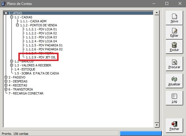 É necessário que seja criado na Automação Ipiranga, menu Cadastros > Plano de Contas, um PDV exclusivo para o Jet Oil, conforme exemplo abaixo: Ao configurar o PDV, no menu Configurações >
