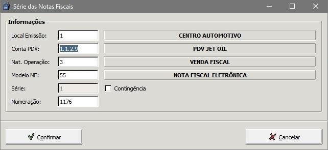 2.1.4 Cadastro da Série de Nota Fiscal Para que seja possível realizar vendas e devoluções pelo Jet Oil, é necessário que sejam cadastradas séries de nota fiscal para vincular o PDV do Jet Oil.