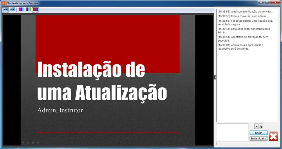 MOSTRAR O MEU ECRÃ Quando partilha o ecrã com o seu cliente durante uma sessão de apoio técnico, ele poderá ver todo o seu ambiente de trabalho ou apenas as aplicações que optou por apresentar.