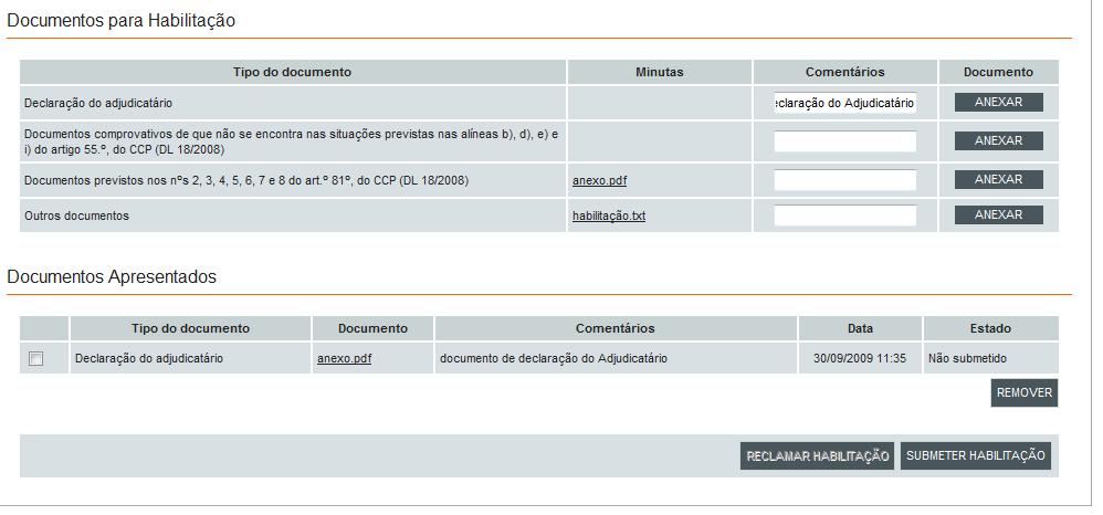 Adjudicação e Habilitação Entidade Adjudicada O concorrente pode