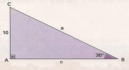 11. Considerando o triângulo retângulo ABC,