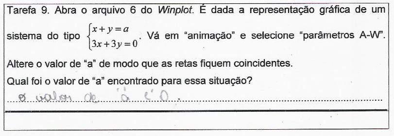 183 Tal fato aponta que estes estudantes parecem ter uma noção inicial da relação entre sistemas possíveis e indeterminados e equações proporcionais, mas não uma compreensão suficiente para a análise