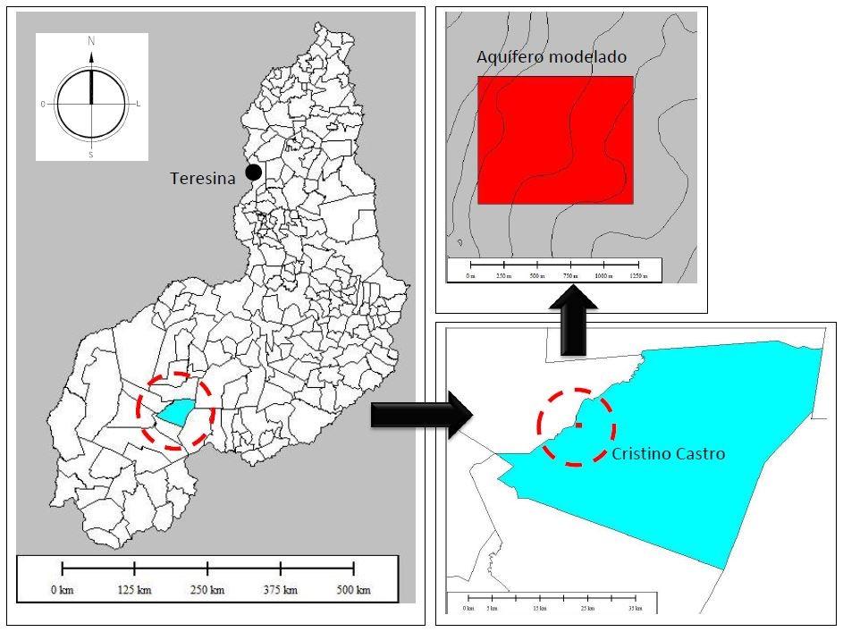31 Figura 09 Macro localização da área de estudo Fonte: Elaborado pelo autor Pela figura 10, pode-se observar a região do aquífero escolhido para ser modelado.