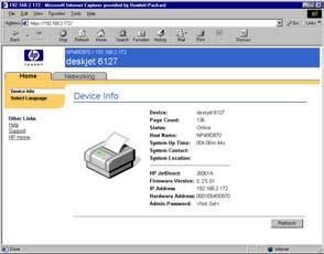 Para redes TCP/IP, utilize um navegador da Web para acessar o servidor da Web incorporado no servidor de impressão HP Jetdirect.