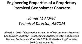 Uma quantidade total de aproximadamente 5000 m³ de concreto geopolimérico foi lançado na data (Agosto/2013). Isto certamente não é labcrete.