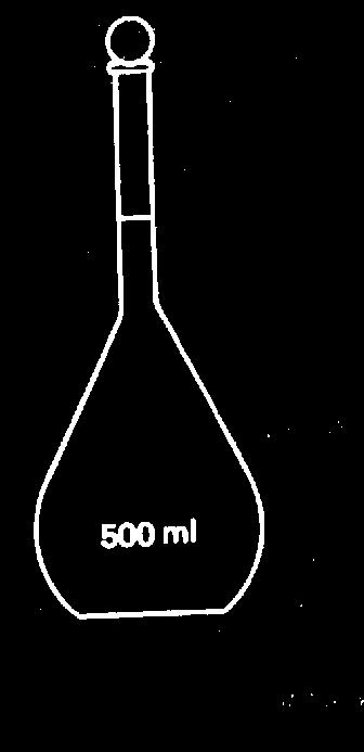 Balão de volumétrico empregado para volumes definido de líquidos ou soluções Frasco ou Balão de Kjeldahl utilizado em determinações