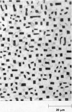 Fibrous eutectic microstructure with a small volume fraction of one phase (molybdenum fibers in NiAl matrix).