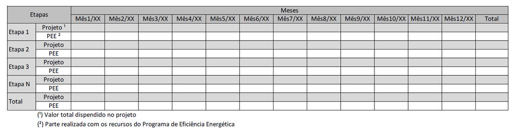 adotado, que deverá ser apresentado por categoria contábil e por origens de recursos.